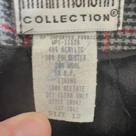 Karin Morgan Collection Wool Blend A-Line Mini Skirt Woman's 12 Black Red Plaid - Picture 8 of 12